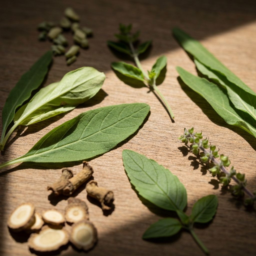 Bliskoplan tradycyjnych roślin adaptogennych